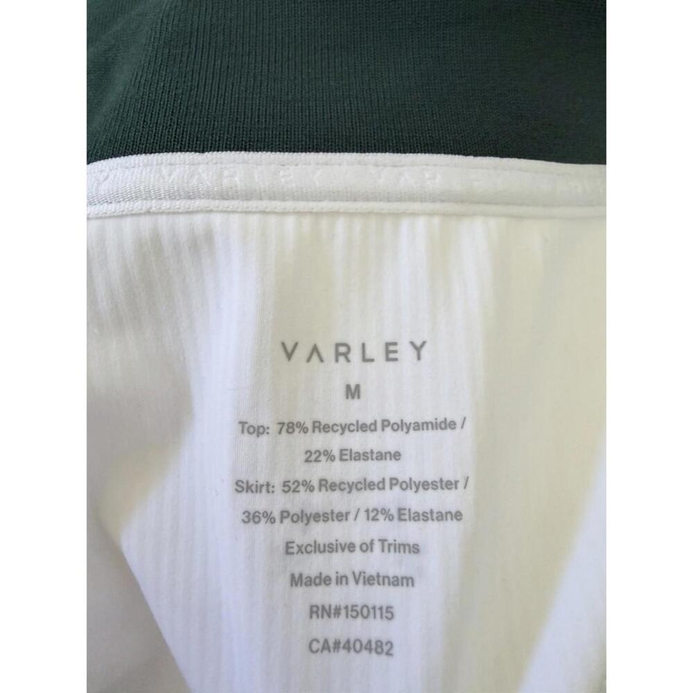 New Varley Paloma Short Sleeve Court Mini Dress In White/Forest Size M - Picture 11 of 13